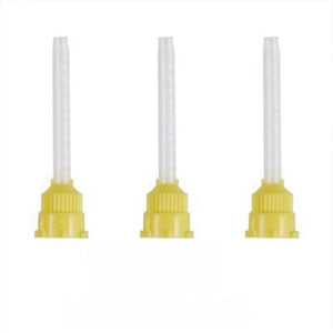 Dental SiliconeRubber Mixing HeadDental Impression Tip Temporary 1: 1 Silicone Rubber, 50X Yellow Tips+Injection Headteeth clean